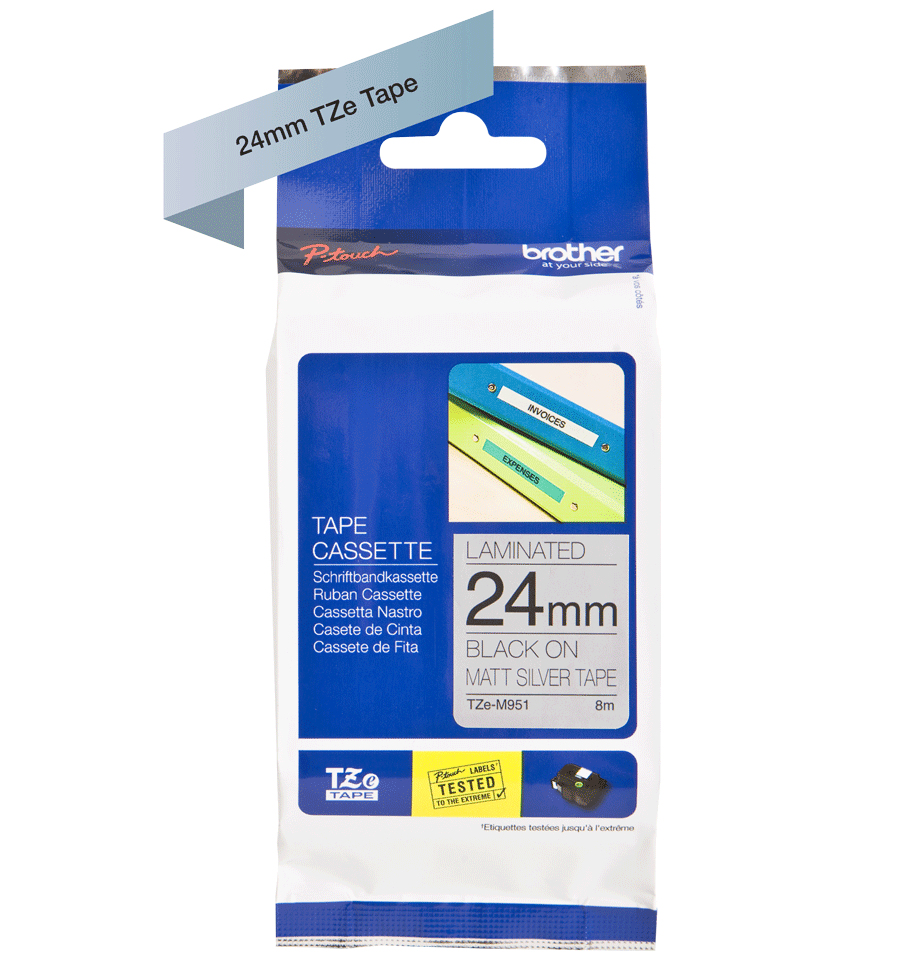 Brother TZE-M951 DirectLabel black on silver matt 24mm x 8m for Brother P-Touch TZ 3.5-24mm/HSE/36mm/6-24mm/6-36mm