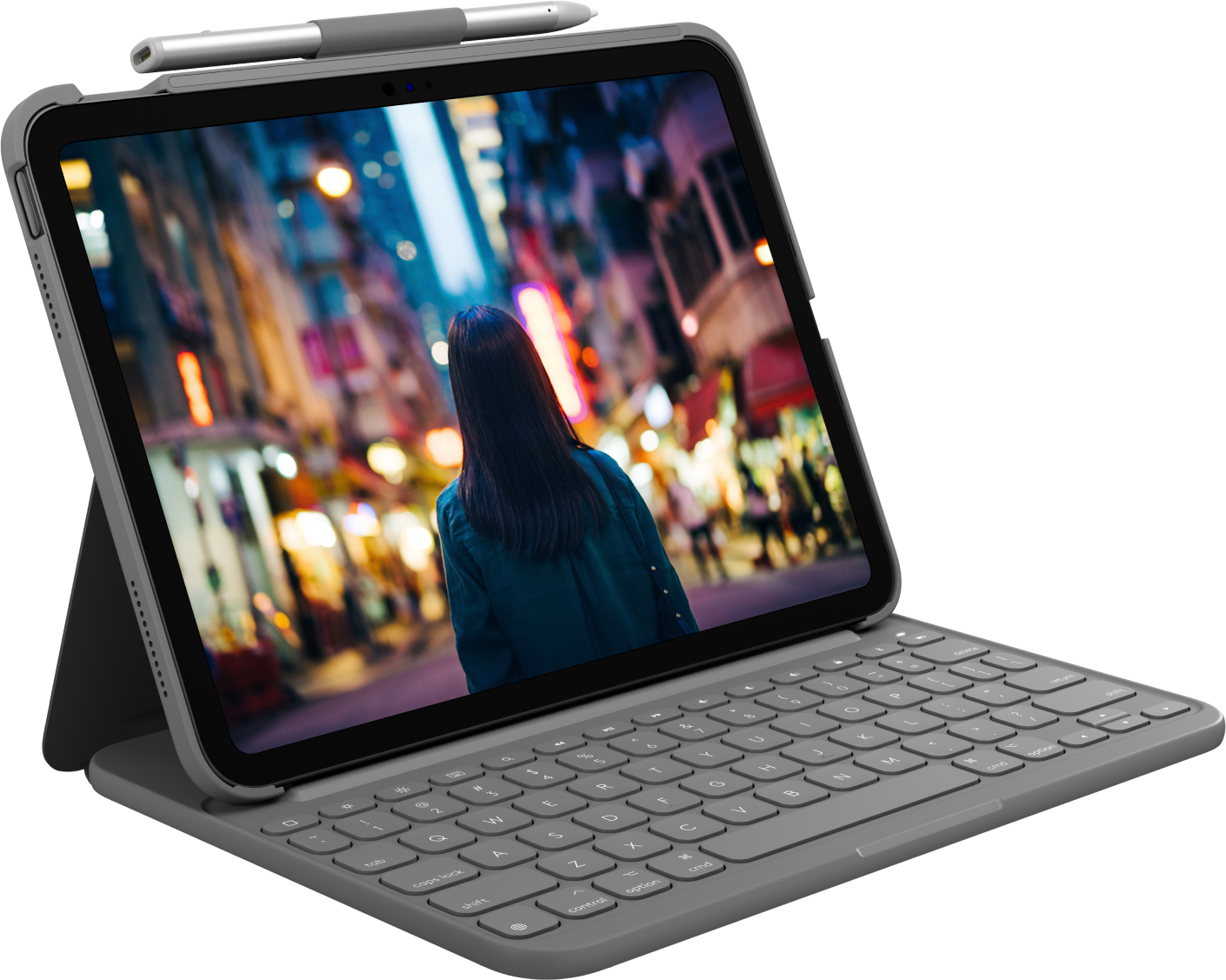 Image of Logitech Slim Folio Grey Bluetooth QWERTY UK English