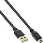 InLine USB 2.0 Flat Cable USB Type A male / Mini-B male 5pin black/gold 3m