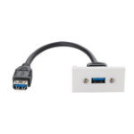connektgear 0.2m AV Snap-In USB 3 Type A Module 25 x 50mm - Socket to Socket - White