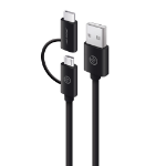 ALOGIC 1m USB 2.0 USB-A to USB-C & Micro USB-B Combo Cable for Charge & Sync - Male to Male U2CMC-01BLK