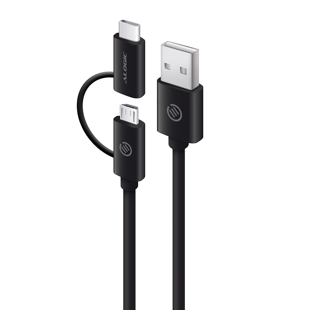 Image of ALOGIC 1m USB 2.0 USB-A to USB-C & Micro USB-B Combo Cable for...