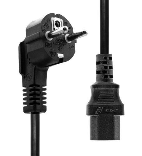 Image of ProXtend Angled Type F (Schuko) to C13 Power Cable, Black 1m