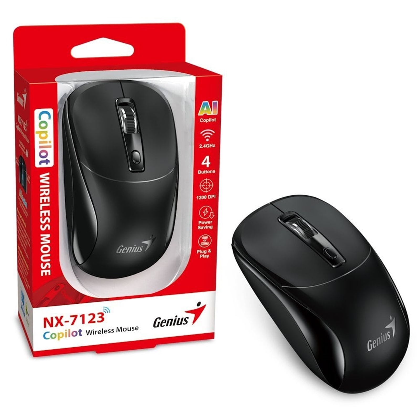 Genius Computer Technology NX-7123 Copilot AI Wireless Mouse. 2.4 GHz