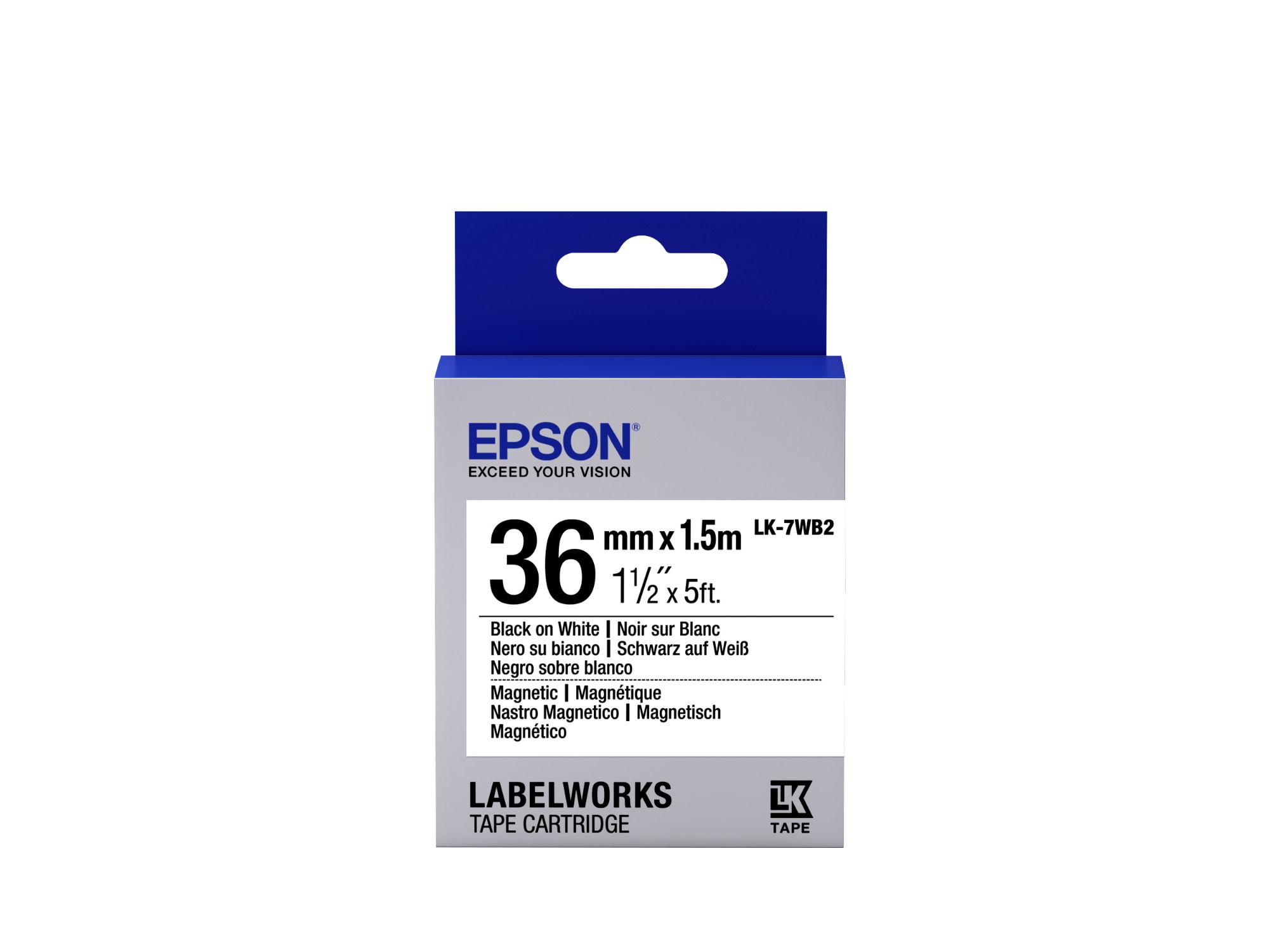 Epson Black/White C53s657002/Lk-7Wb2 Ribbon On Magnetic 36Mm X 1.5M Fo