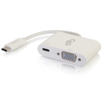 C2G USB-C® to VGA Video Multiport Adapter with Power Delivery up to 60W - White