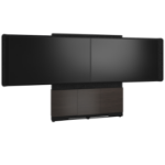 Middle Atlantic ForumTM Floor-to-Wall Mounted 66" (3 Bay) Display Stand for (2) 56" to 65" Displays, Dark Finish