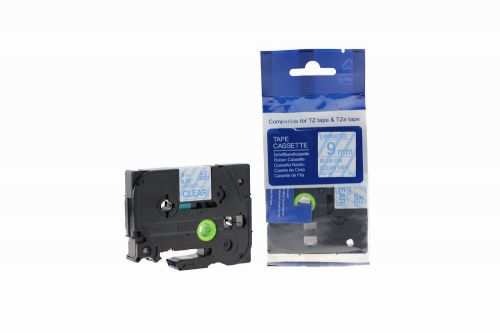 CTS Compatible Brother P-Touch TZe-123 Blue on Clear also for TZ-123 Label Cassette