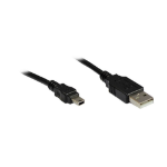 Alcasa USB A - USB mini B, m - m, 3m USB cable USB 2.0 Mini-USB B Black, Metallic