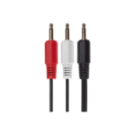 Maplin 3.5mm Aux Stereo 3 Pole TRS Jack Plug to Twin 3.5mm 2 Pole Jack Plug Cable 2m Black