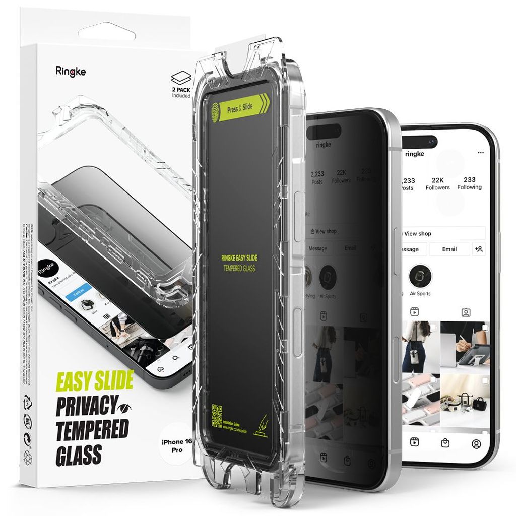 EU Product - Easy Slide Privacy Screen Protector 2-pack for iPhone 16 Pro thumbnail