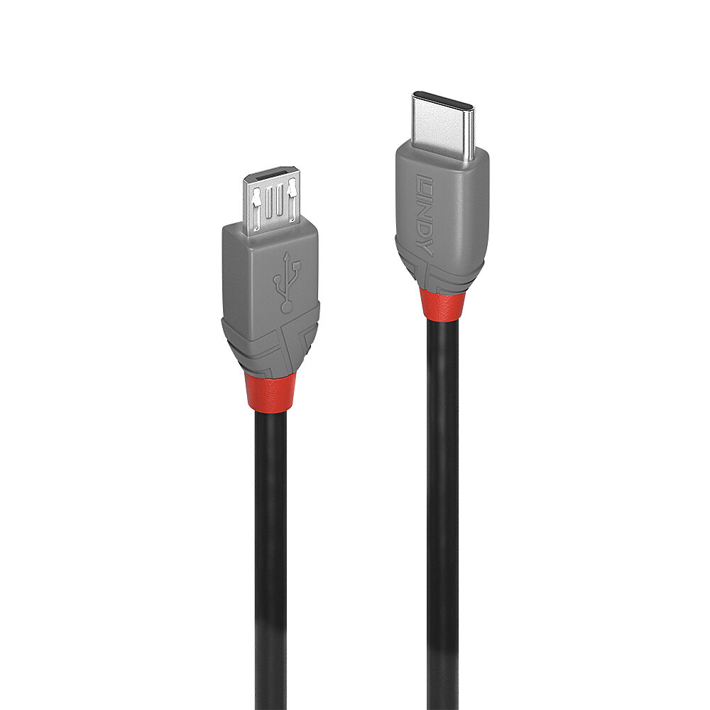 Image of Lindy 0.5m USB 2.0 Type C to Micro-B Cable, Anthra Line