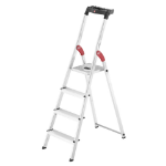 Hailo L60 Trapladder Aluminium, Zwart, Rood