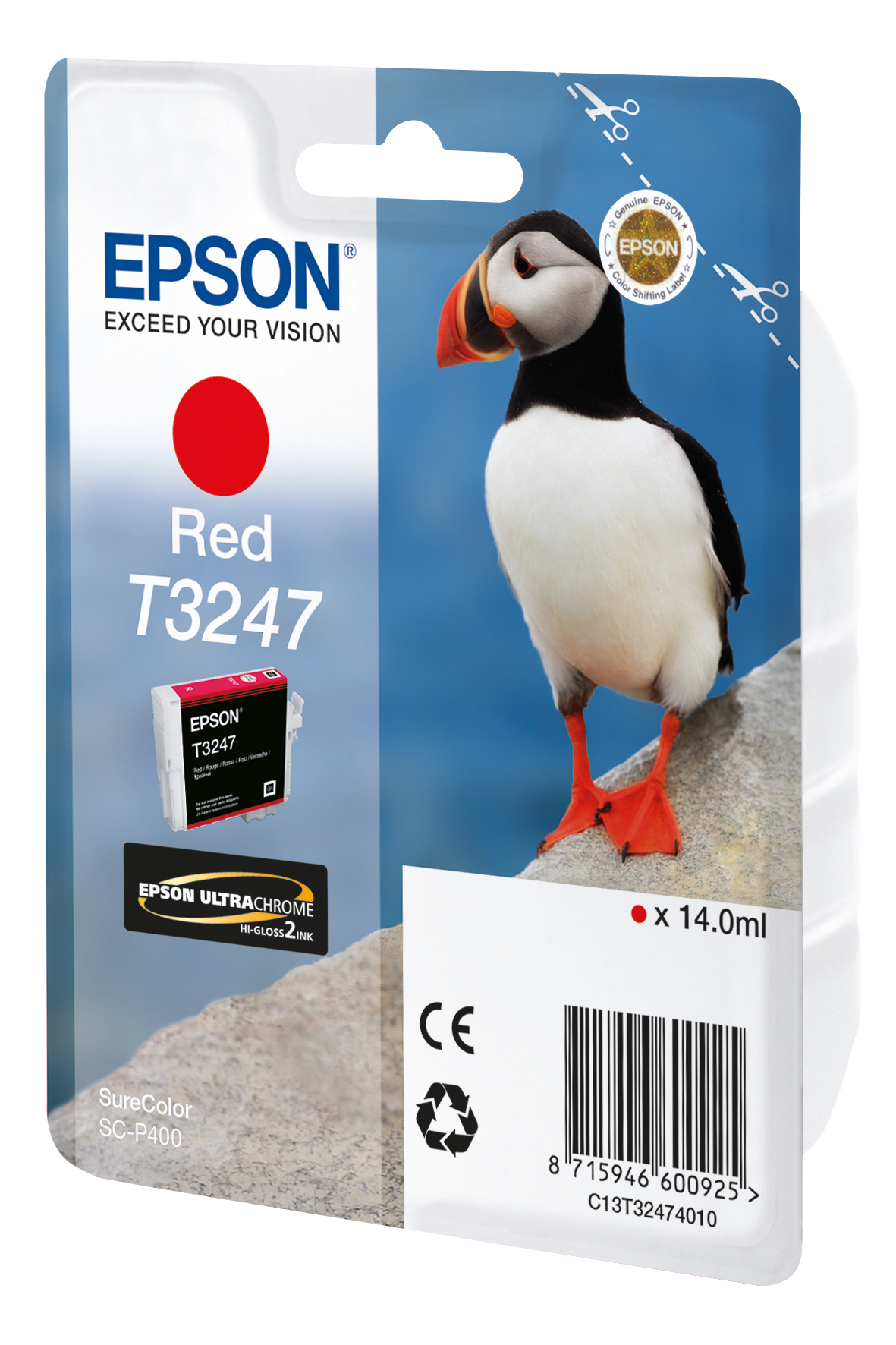 Image of Epson C13T32474010/T3247 Ink cartridge red, 980 pages 14ml for...