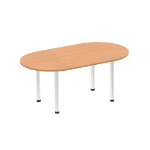 Dynamic Impulse W1800 x D1000 x H740mm Boardroom Table Post Leg Oak Finish Brushed Aluminium Frame - I003733 DD