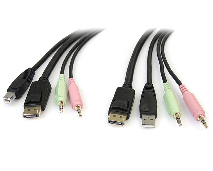 Image of StarTech.com 6ft 4-in-1 USB DisplayPort KVM Switch Cable w/ Audio...