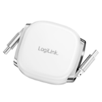 LogiLink USB 2.0 Type-C cable, C/M to C/M, retractable, 480 Mbps, 60W, white, 1 m