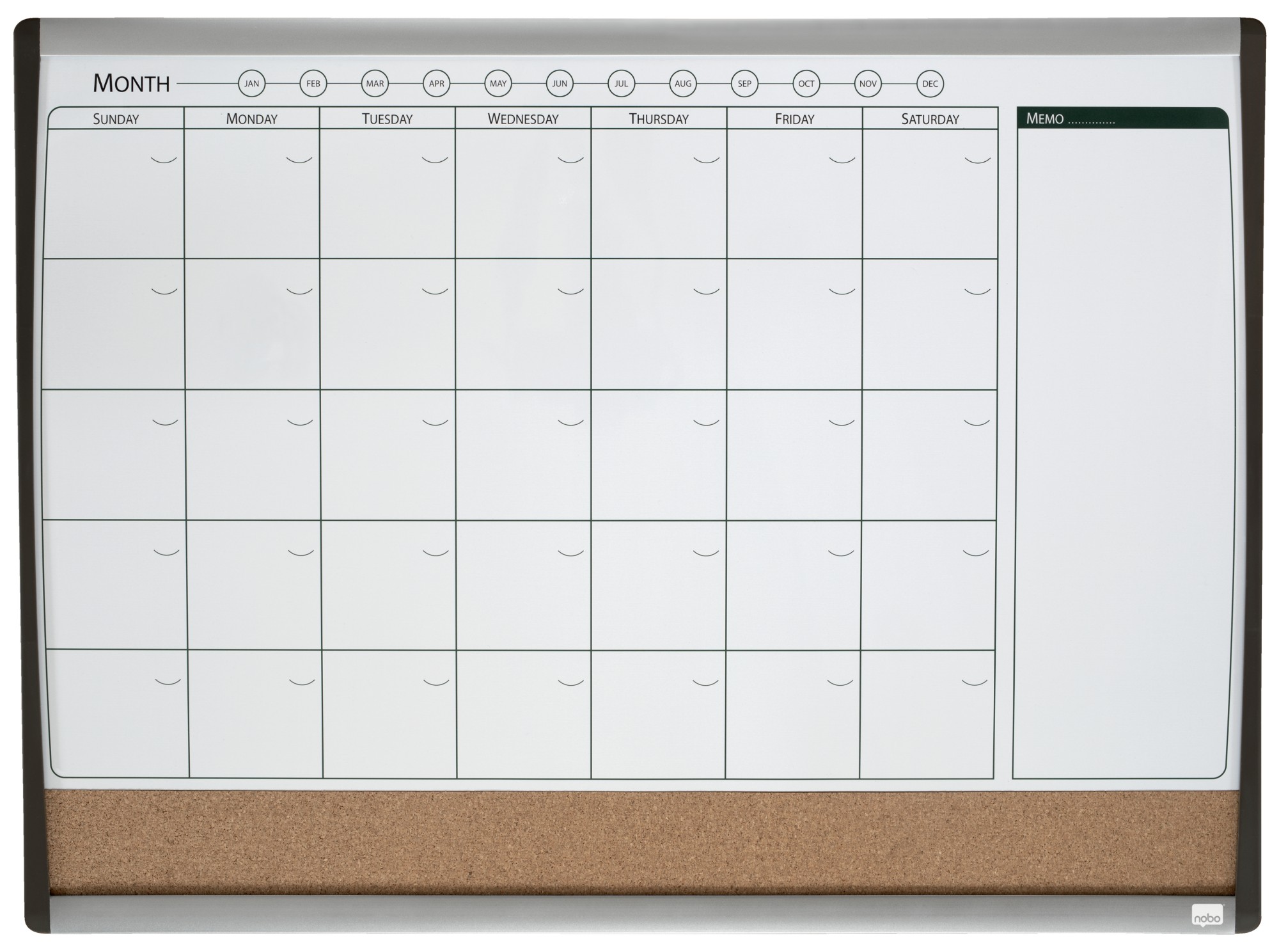 Nobo Small Magnetic Whiteboard Planner with Cork Notice Board 58,5x43cm