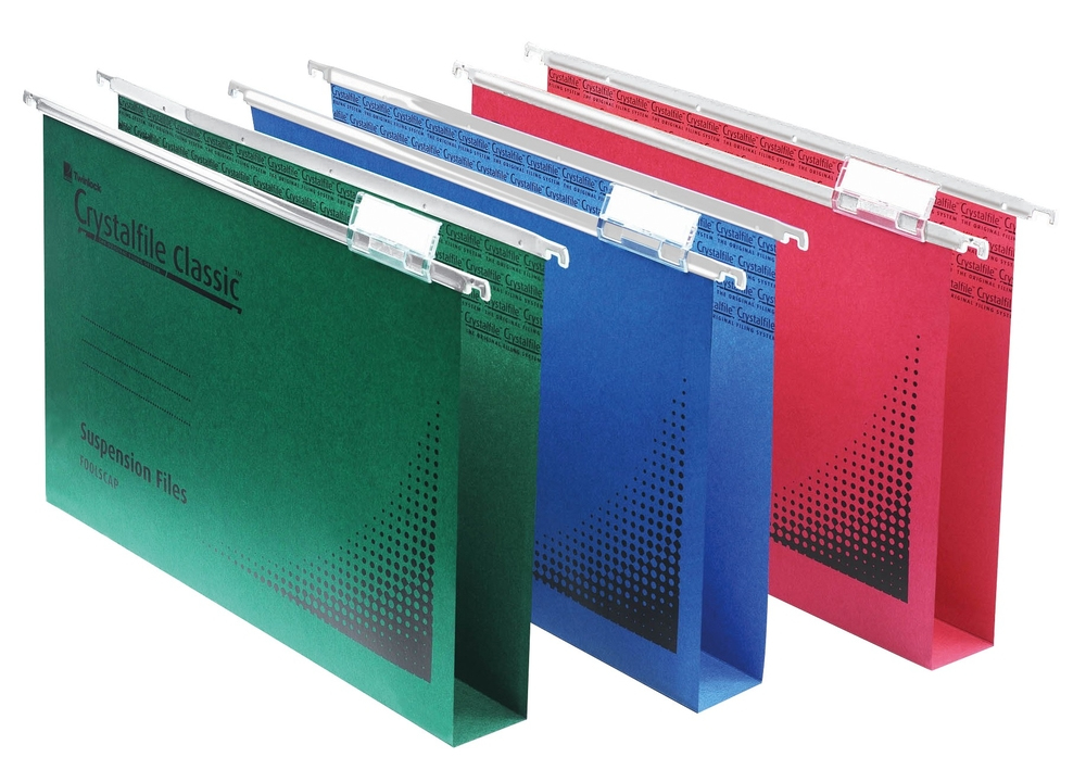 Image of Rexel Crystalfile Classic Foolscap Suspension File 30mm Green (50)