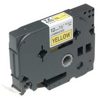 Image of Brother Gloss Laminated Labelling Tape - 12mm, Black/Yellow...