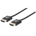 Manhattan HDMI Cable with Ethernet (Ultra Thin), 4K@60Hz (Premium High Speed), 3m, Male to Male, Black, Ultra HD 4k x 2k, Fully Shielded, Gold Plated Contacts, Lifetime Warranty, Polybag