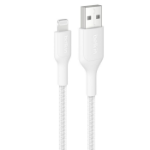 Belkin Braided USB-A Cable with Lightning Connector, 3.3ft/1m, White