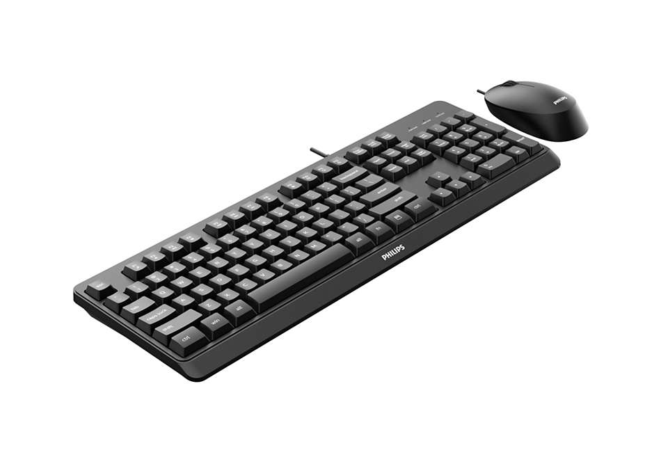 Philips 2000 series SPT6207BL/40 keyboard Mouse included USB QWERTY English Black