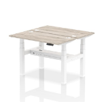 Dynamic Air Back-to-Back W1200 x D600mm Height Adjustable Sit Stand 2 Person Bench Desk With Cable Ports Grey Oak Finish White Frame - HA01540 DD