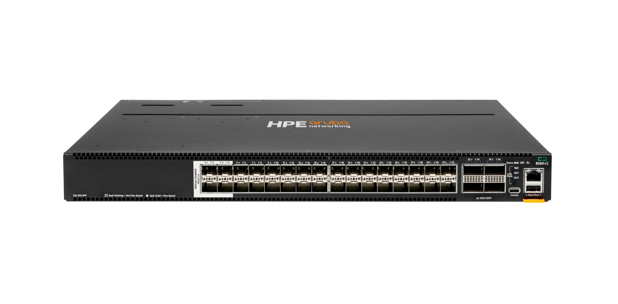HPE Aruba Networking CX 8360-32Y4C v2 32-port 25G SFP/SFP+/SFP28 4 Sec