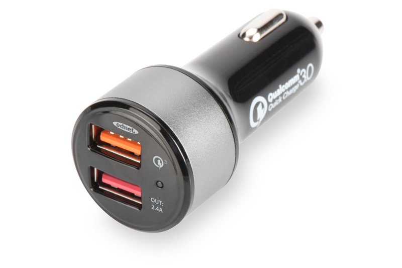 Image of Ednet Quick Charge 3.0 Car Charger, Dual Port