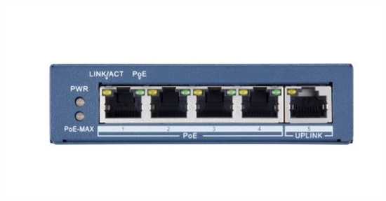 Hikvision Digital Technology DS-3E0505P-E nätverksswitchar Ohanterad Gigabit Ethernet (10/100/1000) Strömförsörjning via Ethernet (PoE) stöd Blå