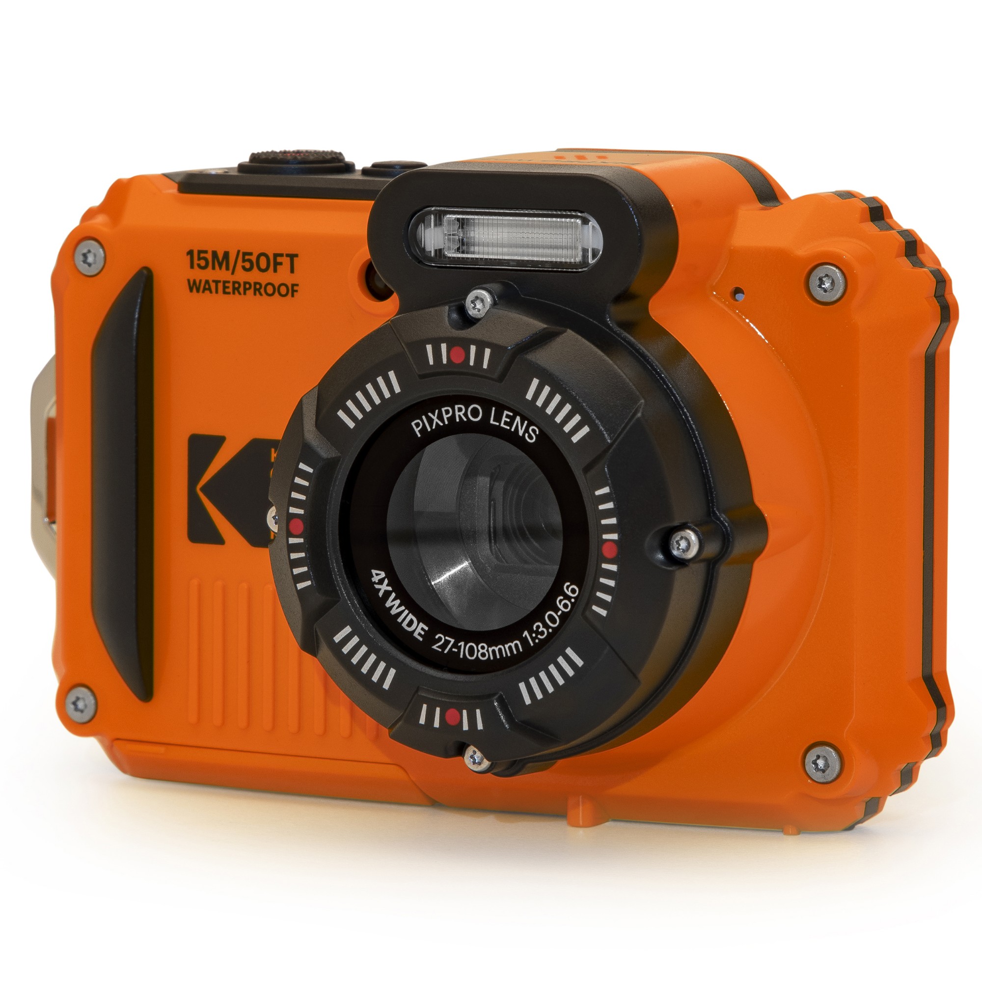 Kodak PIXPRO WPZ2 16MP 4x Zoom Tough Compact Camera - Orange - Camera