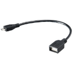Akasa 15cm Micro USB - USB2.0 A USB cable 0.15 m Micro-USB A USB A Black