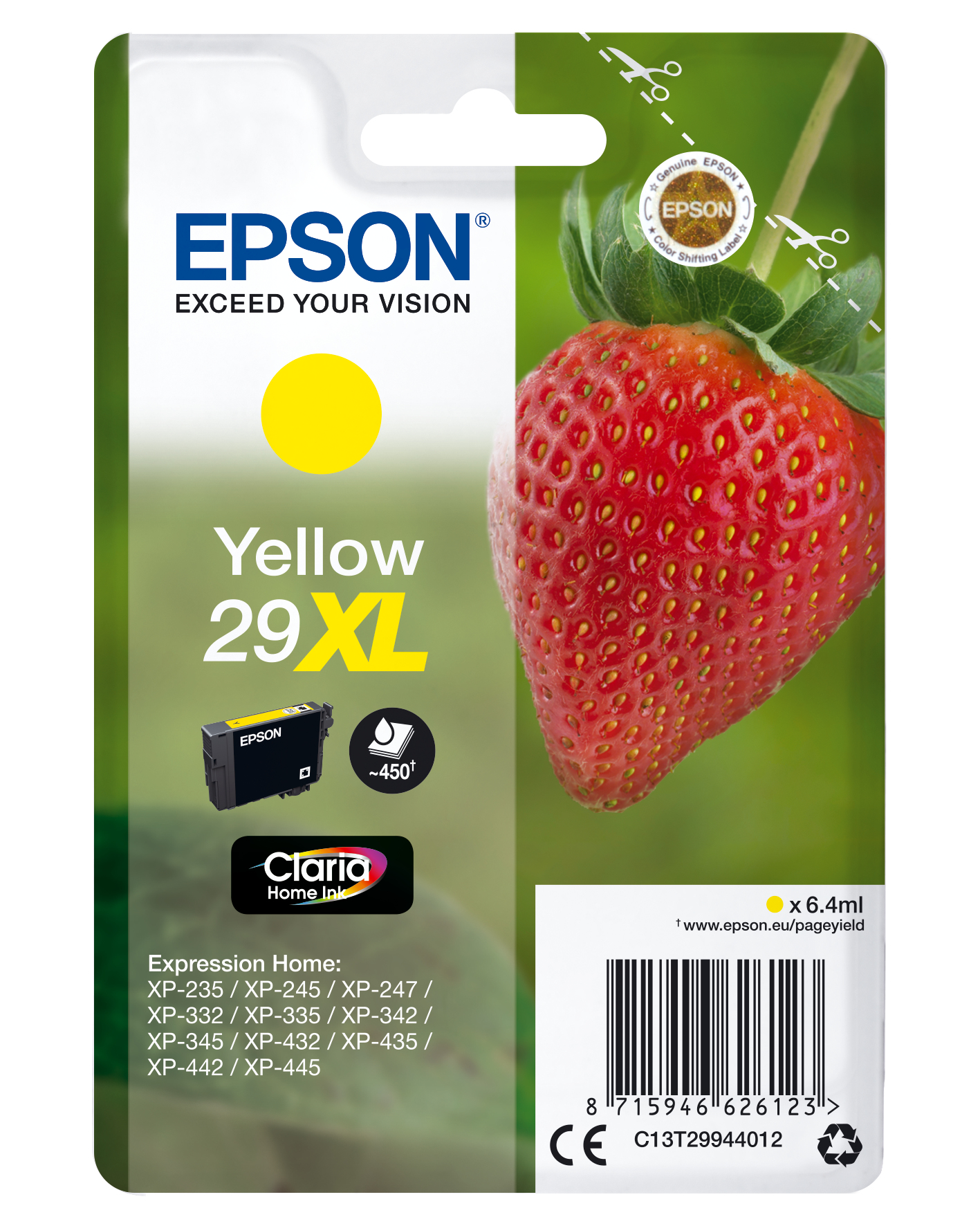 Image of Epson C13T29944012/29XL Ink cartridge yellow high-capacity, 450...