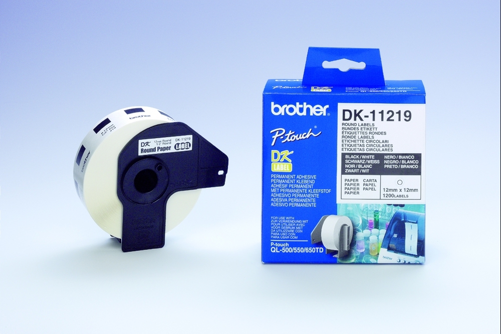 Image of Brother DK-11219 DirectLabel Etikettes round 12mm 1200 for Brother...