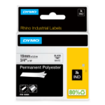 DYMO ® Rhino Industrial Permanent Polyester Labels, 3/4", Black Print on White Tape