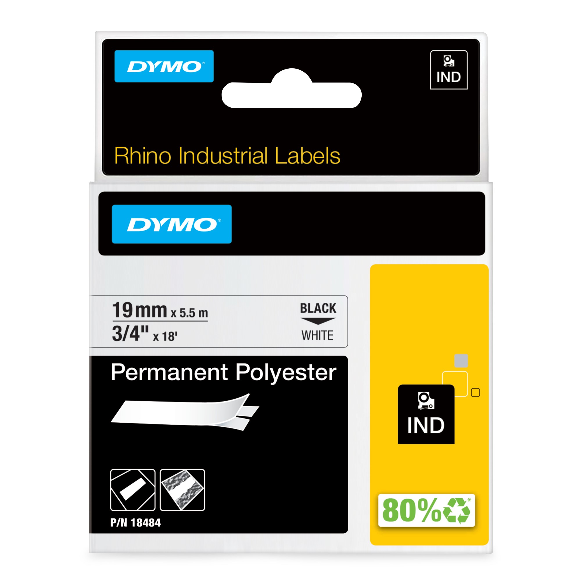 Dymo Black Rhino Industrial Permanent Polyester Labels | 19Mm X 5.5M |