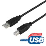 Deltaco USB-205S USB cable 0.5 m USB A USB B Black