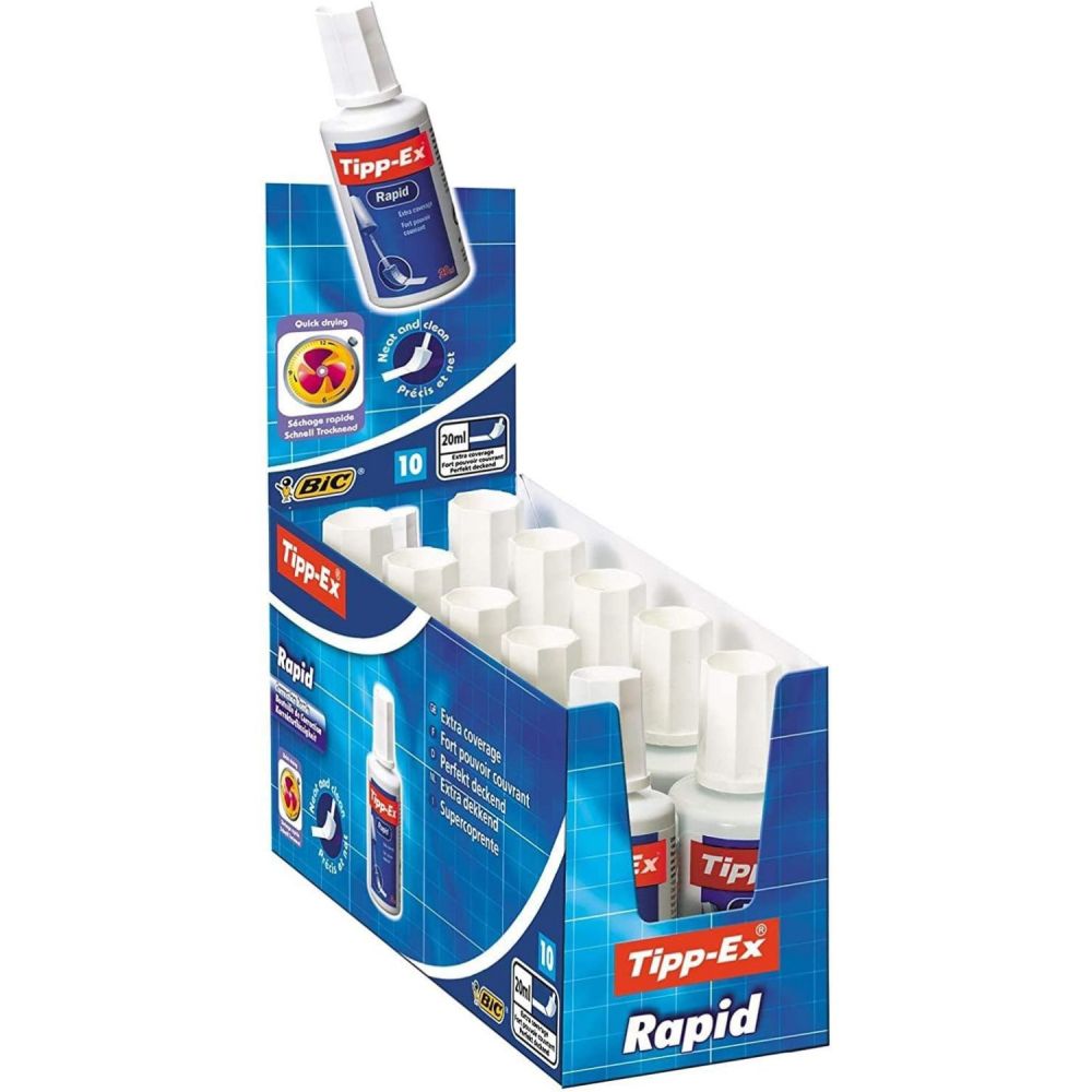 Pack of 10 Rapid Correction Fluid Bottle 20ml White