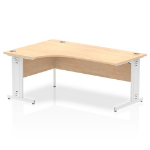 Dynamic Impulse Contract Left Hand Crescent Cable Managed Leg Desk W1800 x D1200 x H730mm Maple Finish/White Frame - I002624 DD