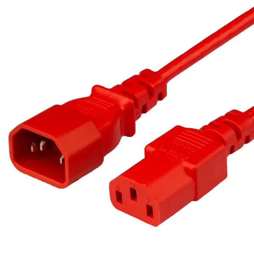 FDL 1M IEC C14 PLUG TO C13 SOCKET CABLE - 1.0mm / RED