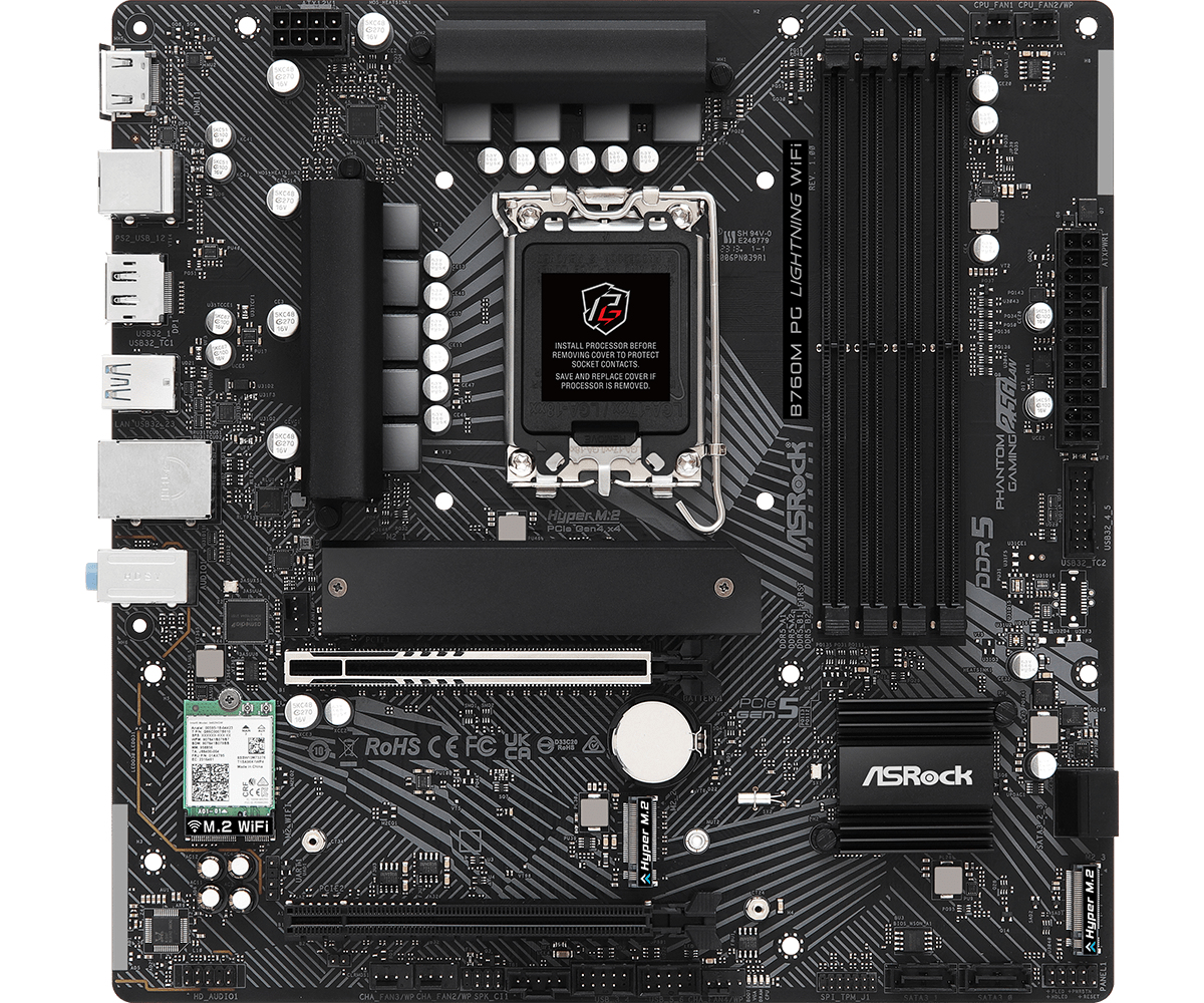 Image of Asrock B760M PG Lightning WiFi Intel B760 LGA 1700 micro ATX
