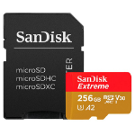 Sandisk Extreme PLUS - Flash memory card (microSDXC to SD adapter included) - 256 GB - A2 / Video Class V30 / UHS-I U3 / Class10 - microSDXC UHS-I