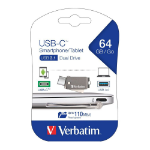 Verbatim 65745 USB flash drive 64 GB USB Type-A / USB Type-C 3.2 Gen 1 (3.1 Gen 1) Grey