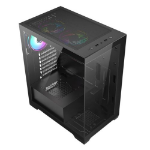 VIDA Vetro Black ARGB Gaming Case w/ Glass Front & Side ATX 3x ARGB Fans 6-Port PWM ARGB Fan Hub