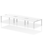 Dynamic Impulse Back-to-Back 6 Person Bench Desk W1600 x D1600 x H730mm With Cable Ports White Finish Silver Frame - IB00201 DD