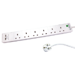 Cables Direct EXTENSION LEAD 6G SURGE 2 USB WHT 2M