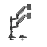 Brateck LDT81-C024P-B NOTEWORTHY POLE-MOUNTED HEAVY-DUTY GAS SPRING DUAL MONITOR ARM Fit Most 17'-49' Monitor Fine Texture Black(new)