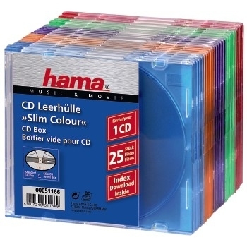 Image of Hama CD Slim Box Pack of 25, Coloured 1 discs Multicolour