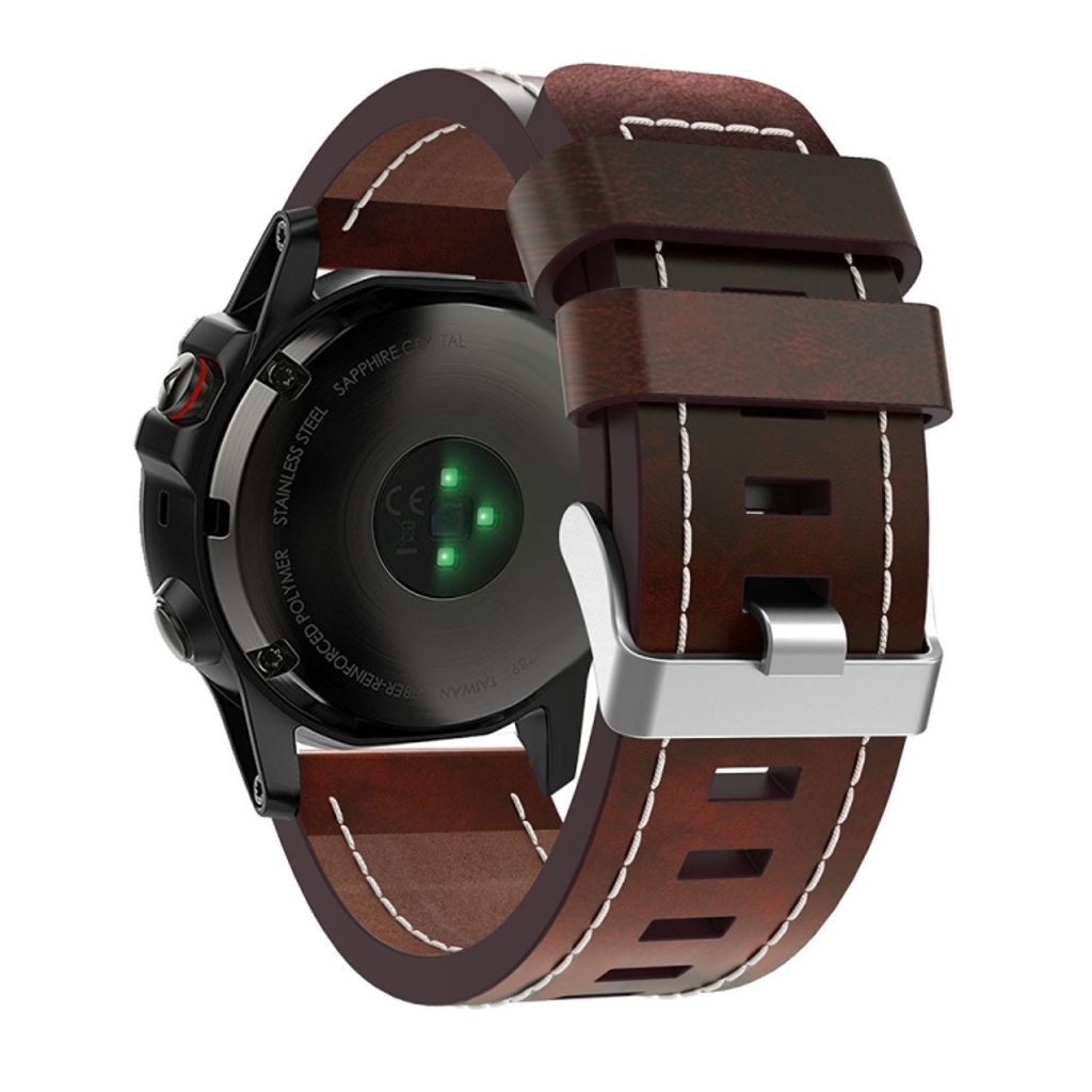 EU Product - Fenix 5X Plus PU-leather Watch Band - Brown thumbnail